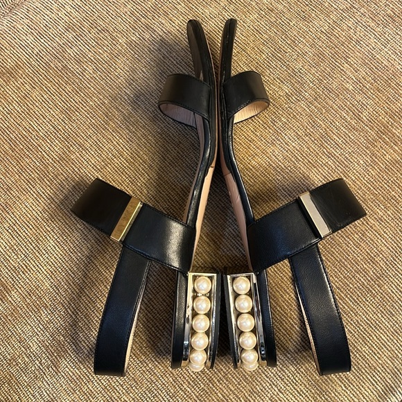 Nickolas Kirkwood two strap black sandals with pearl heel - Picture 6 of 9